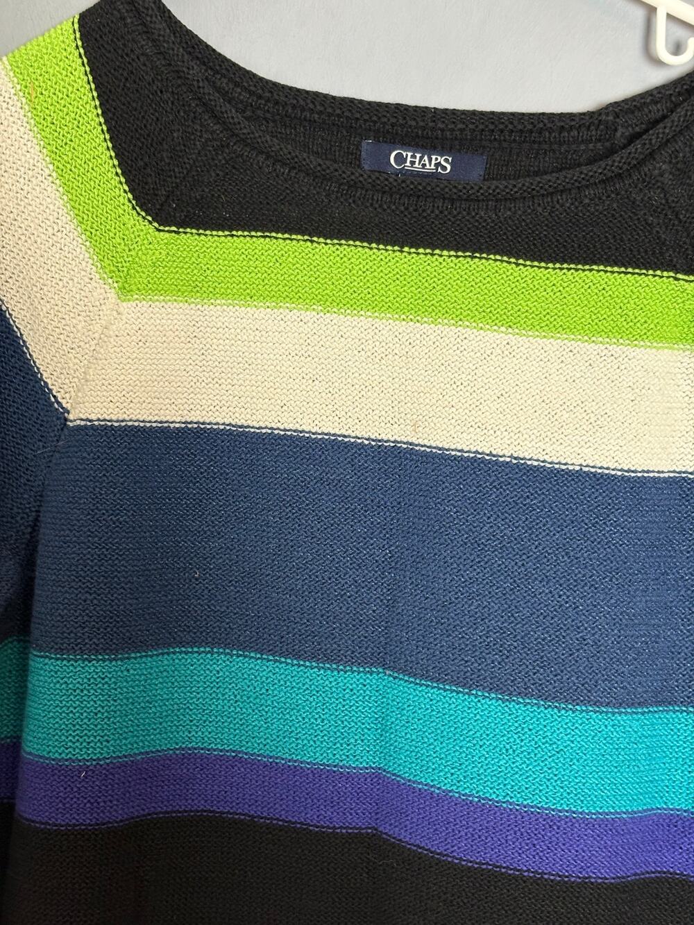 Chaps Ralph Lauren Womens Large Striped Knit Sweater Y2K